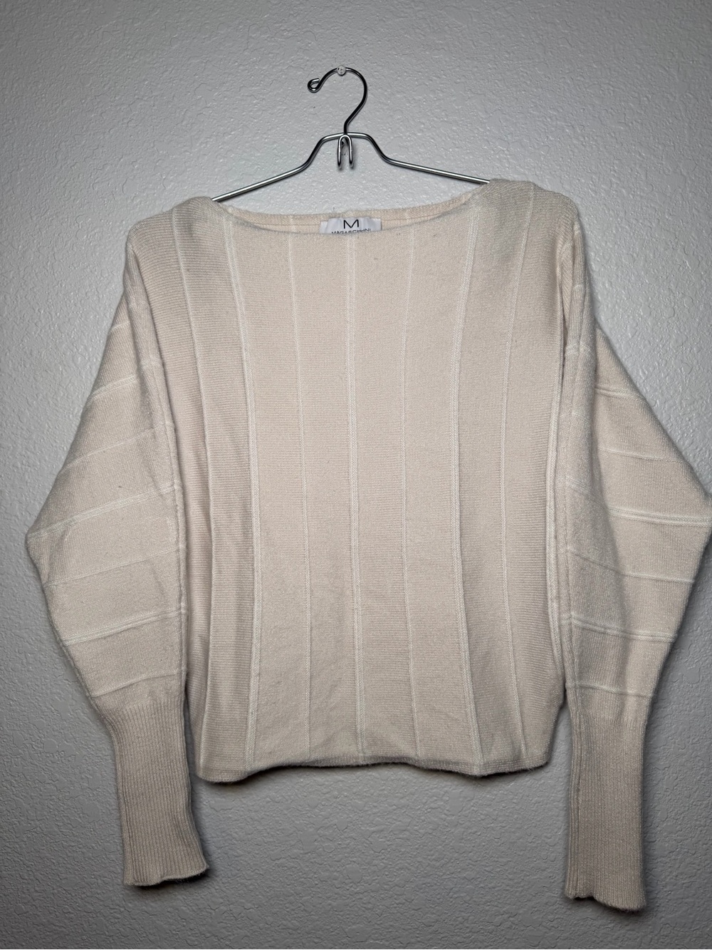 Magaschoni // Cashmere Cream Ribbed Scoop Neck Sweater size XS
